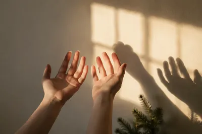 Hands Reaching Toward Sunlit Hope