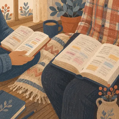 Highlighted Bible Passages During Cozy Study