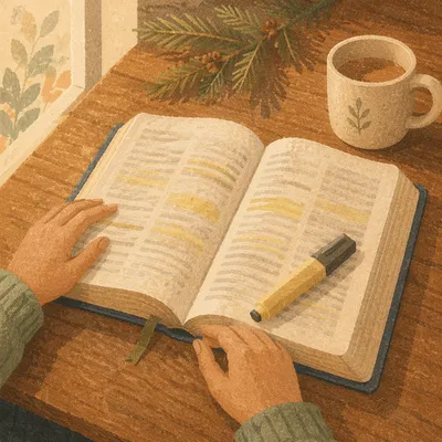 Highlighted Bible Passages with Evergreen Accent
