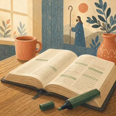 Evergreen Highlighted Bible Study Close-Up