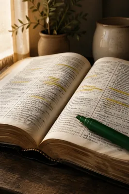Highlighted Bible with Evergreen Marker