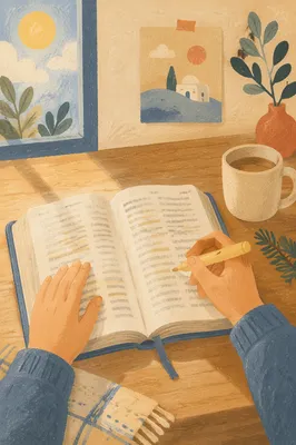 Highlighted Bible Passages with Evergreen Accent