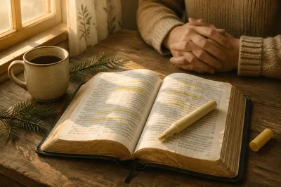 Highlighted Bible Study with Evergreen Morning Light