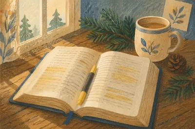 Highlighted Bible Passages with Evergreen Accent