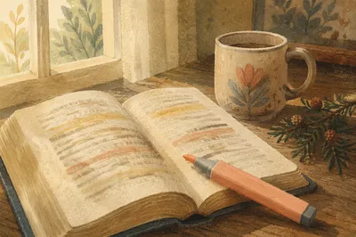 Highlighted Bible Passages with Evergreen Accent