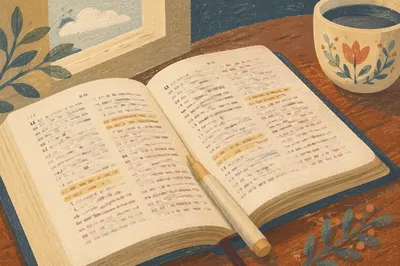 Highlighted Bible Passages with Yellow Marker