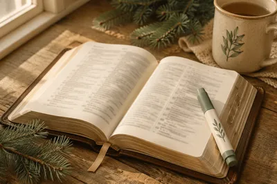 Highlighted Bible Passage with Evergreen Devotion