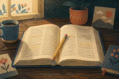Highlighted Bible Passages with Pencil Marker