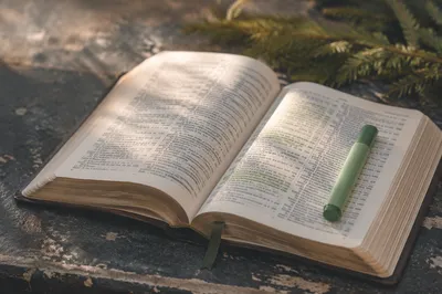 Highlighted Bible Passages with Evergreen Marker