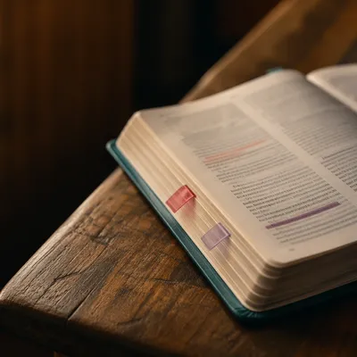 Open Devotional Book with Page Markers