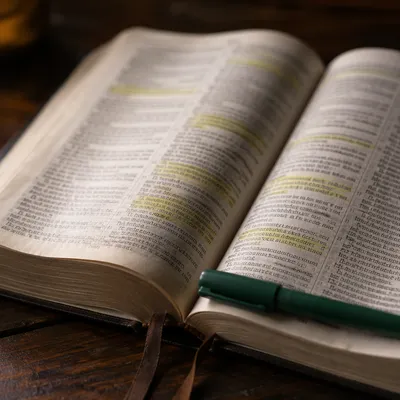 Highlighted Bible Passages with Evergreen Marker