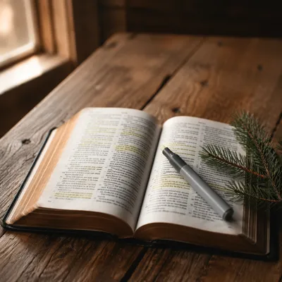 Highlighted Bible Passages with Evergreen Marker