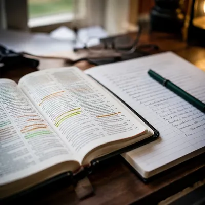 Highlighted Bible Passages with Evergreen Marker