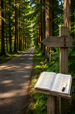 Highlighted Bible on Evergreen Prayer Path