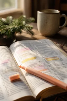 Open Scripture Book with Marker