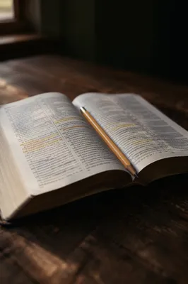 Highlighted Bible Passages with Pencil Marker