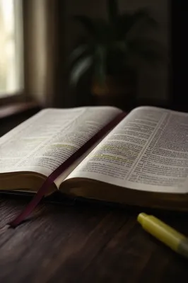Highlighted Bible Passages with Yellow Marker