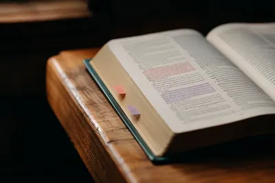 Open Devotional Book with Page Markers