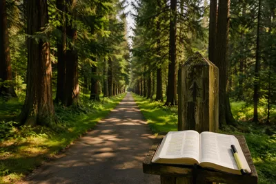 Highlighted Scripture Marker on Evergreen Path