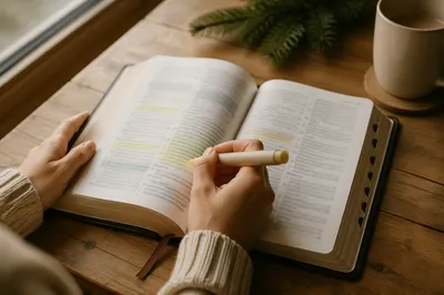 Highlighted Bible Passages with Evergreen Accent