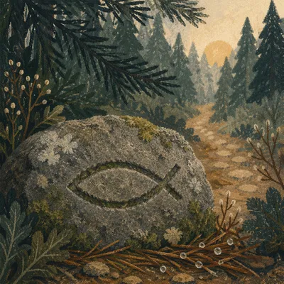 Ichthys Carved Stone by Evergreen Path