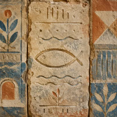 Ancient Ichthys Carving on Weathered Stone