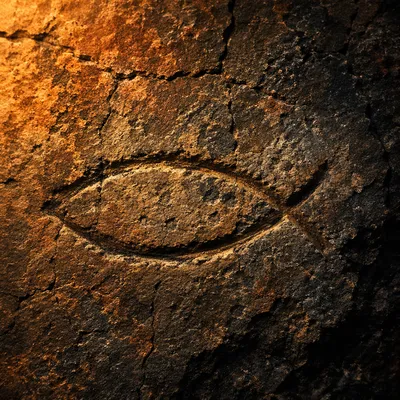Ancient Ichthys Symbol Carved in Stone