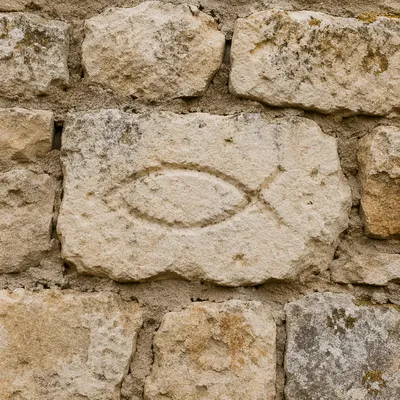 Ancient Ichthys Symbol on Weathered Stone