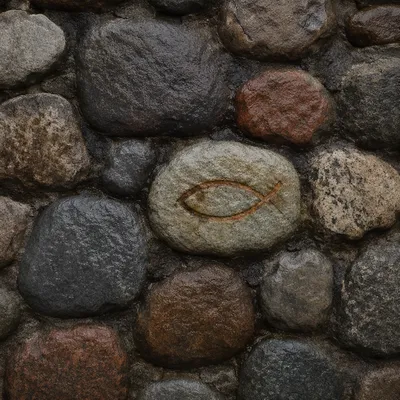 Ichthys Fish Symbol Carved in Stone