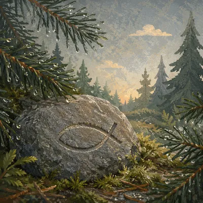 Ichthys Fish Carved in Evergreen Stone