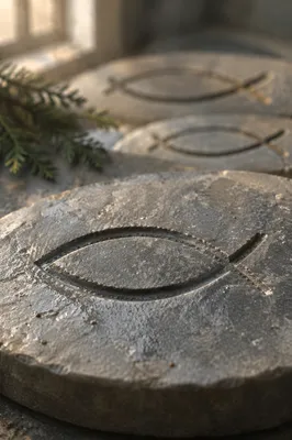 Ichthys Fish Symbol Carved in Stone