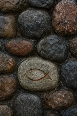Ichthys Fish Symbol Carved in Stone