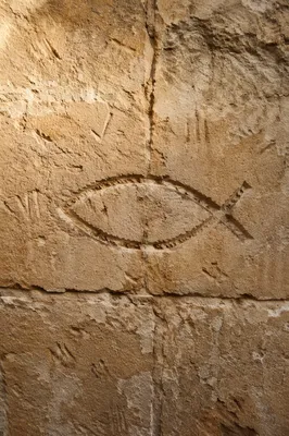 Ancient Ichthys Fish Symbol in Sandstone