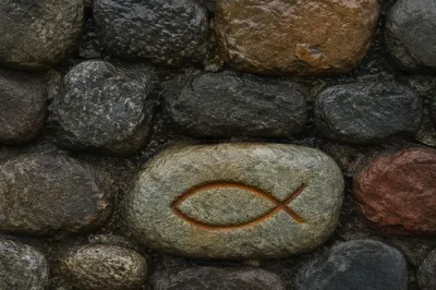 Ichthys Fish Symbol Carved in Stone