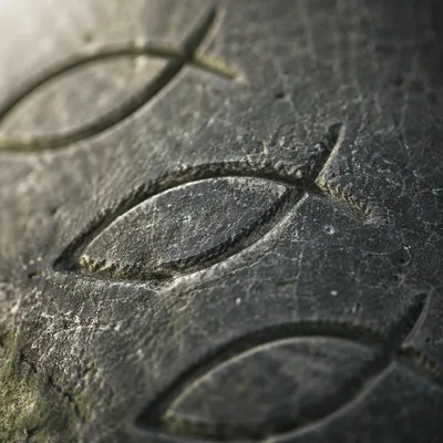 Ichthys Symbols Carved in Weathered Stone