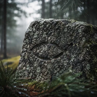 Ancient Ichthys Carving in Evergreen Grove