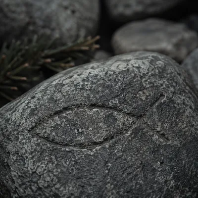 Weathered Ichthys Carving on Ancient Stone