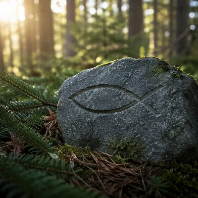 Ichthys Fish Carved in Evergreen Stone