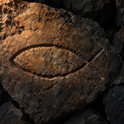 Ancient Ichthys Symbol Carved in Stone