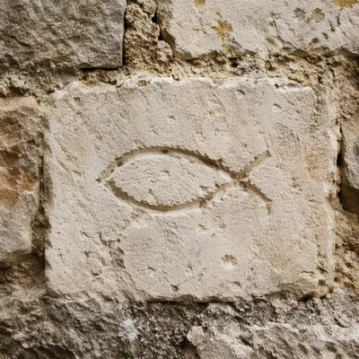 Ancient Ichthys Symbol Carved in Stone