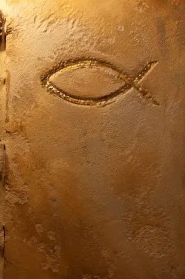 Ichthys Fish Carved in Weathered Sandstone