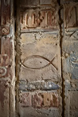Ancient Ichthys Carving on Weathered Stone