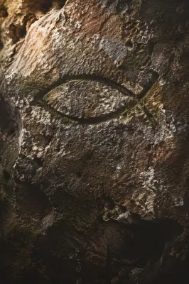 Ancient Ichthys Symbol Carved in Stone