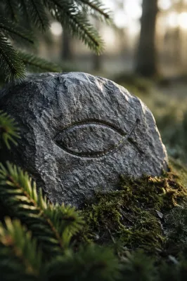 Ichthys Carved Stone in Evergreen Dawn