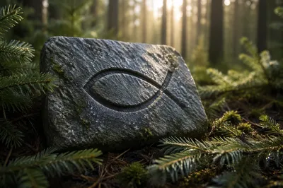 Ichthys Fish Carved in Evergreen Stone