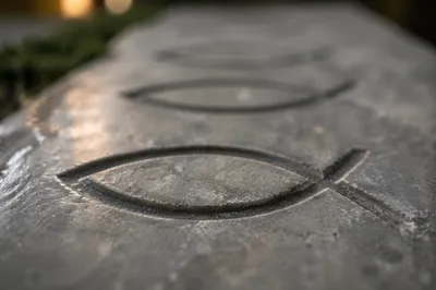 Ichthys Fish Symbol Carved in Stone