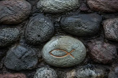 Ichthys Fish Symbol Carved in Stone
