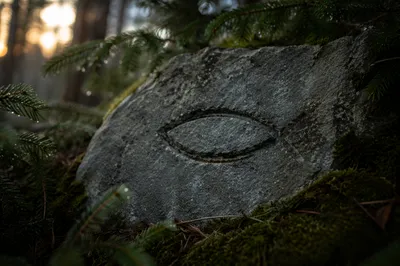 Ichthys Fish Carved in Weathered Stone
