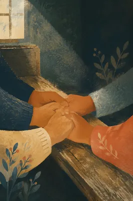 Intercessory Prayer Hands in Evergreen Chapel Light