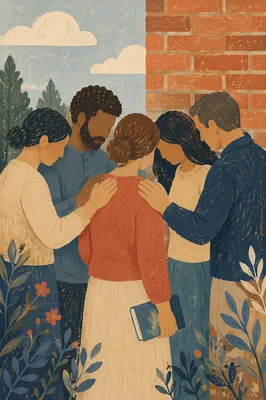 Outdoor Intercessory Prayer Circle by Brick Wall